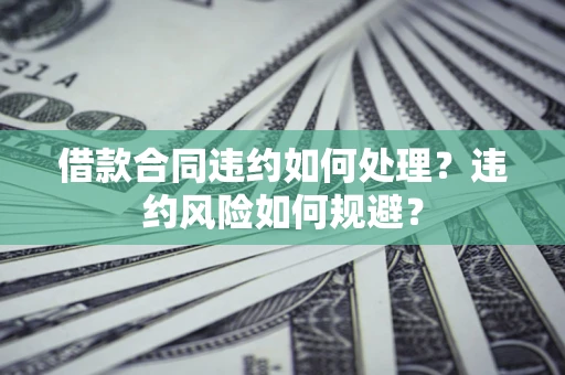 济南借款合同违约如何处理？违约风险如何规避？